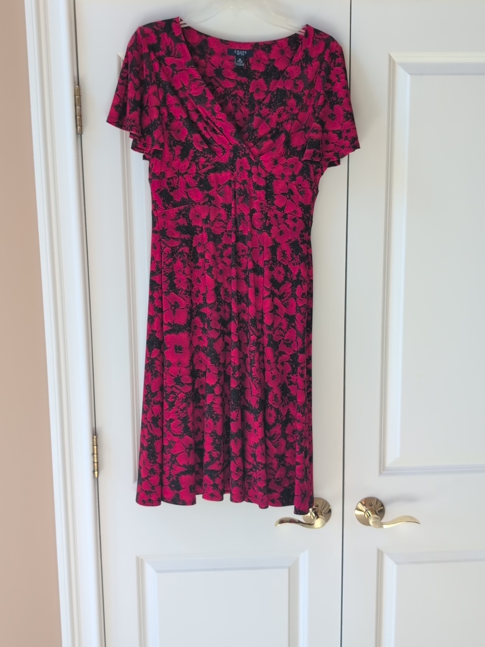 Chaps Empire Waist Flutter Sleeve Dress